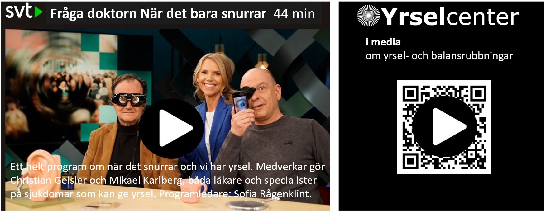 Yrselcenter i media om yrsel och balansrubbningar